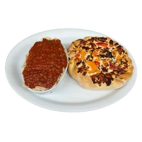 Mini pizza avec spaghetti